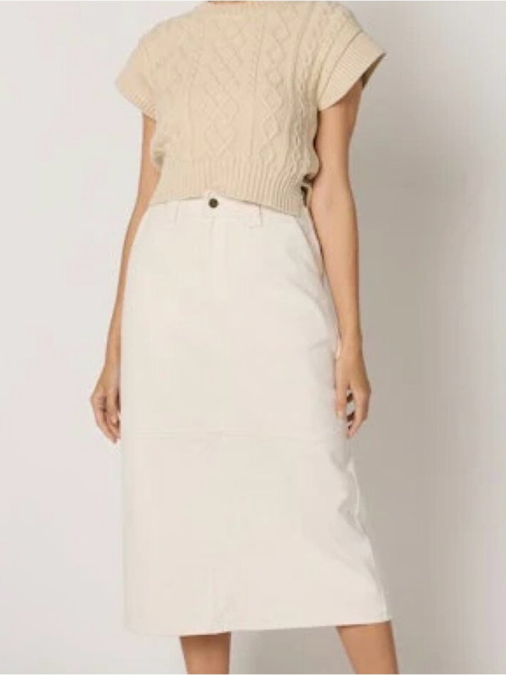 Cleobella Backus Cream Denim Midi Pencil Skirt | 25